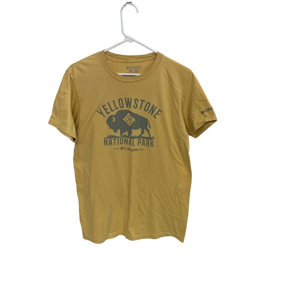 Columbia Yellowstone National Park Bison Graphic T-Shirt Mens Medium Mustard